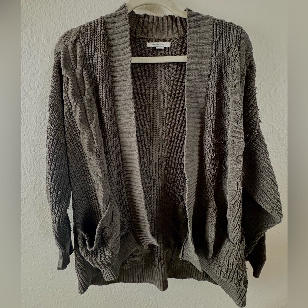 Women's Olive Green Cable Knit Cardigan